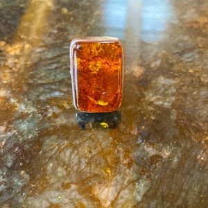 Genuine amber and sterling silver ring🌺